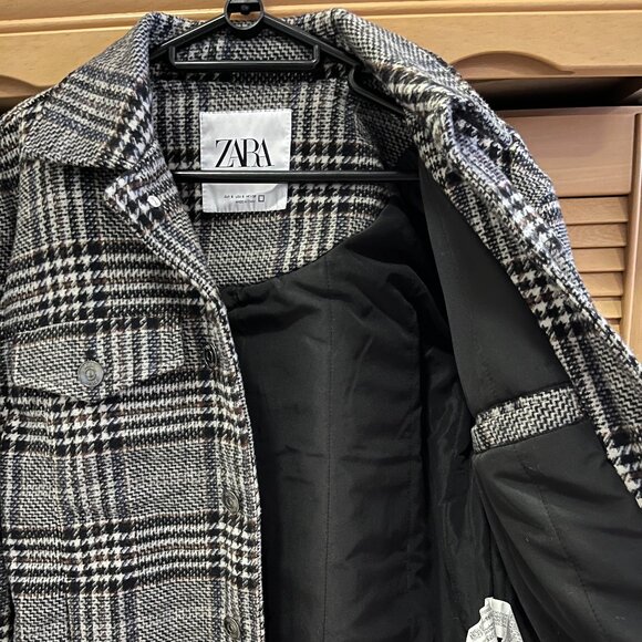 Zara Black and White Plaid Jacket - size S - Picture 1 of 3